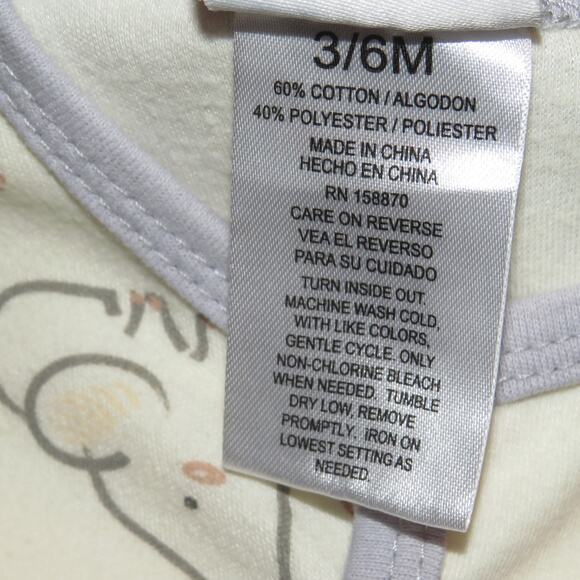 Little Chickadees Elephant Print Neutral Baby Footed Sleeper Pajamas - Picture 6 of 6